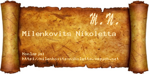 Milenkovits Nikoletta névjegykártya